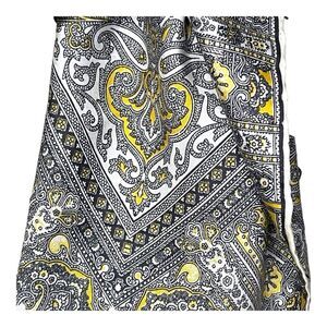Eugenio Venanzi Silk Scarf 26" Square Italy Elegant Paisley Design Yellow Gray